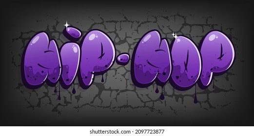 Hip-hop Lettering In Graffiti Style. Bubble Graffiti Lettering. Hip-hop Music Party Illustration In Graffiti Style. Poster Design. Street Art.