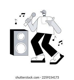 Hip-hop music abstract concept vector illustration. RAP music classes, book a performance online, hip hop party, music recording studio, sound mastering, promo video production abstract metaphor.