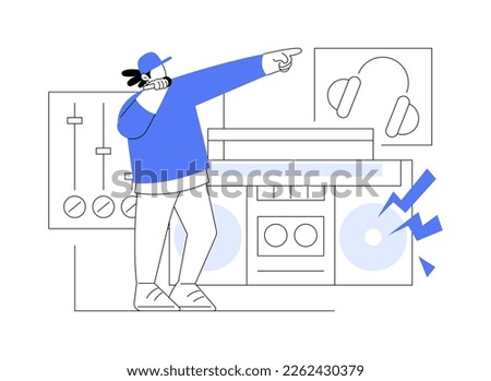 Hip-hop music abstract concept vector illustration. RAP music classes, book a performance online, hip hop party, music recording studio, sound mastering, promo video production abstract metaphor.