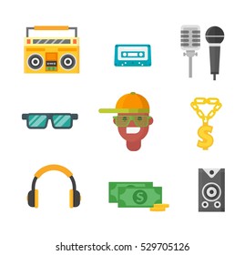 Hiphop music icons vector illustration