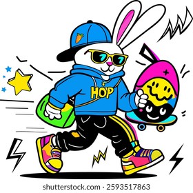 hiphop rabbit vector - colorful easter