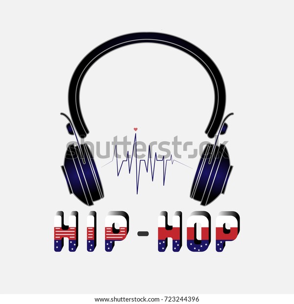 Hiphop Slogan Graphic Headphone Vector Illustration Stock Vector