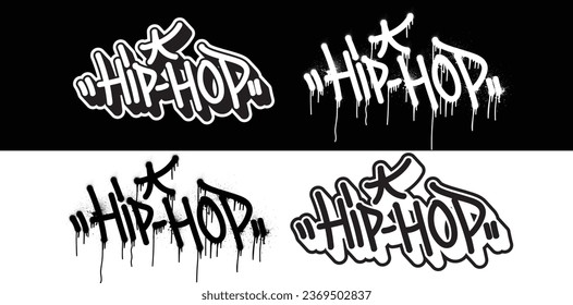 Hip-Hop text in graffiti tag font style. Graffiti text vector illustrations.