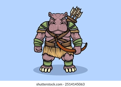 Tribo Guerreiro Hipo com Arco e Seta Personagem Mascote Cartoon