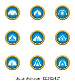 Hipped roof icons set. Flat set of 9 hipped roof vector icons for web isolated on white background