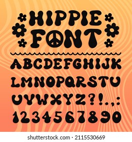 Hippie 60s,70s Psychdedelic Cartoon Style Font. Vector Doodle Illustration Letters. Trendy Alphabet,cartoon Groovy Hippie Comic Abc,60s,70s,funky Concept
