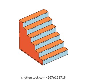 Hippie abstract staircase retro groovy object. Vintage hippie stairs platform or isolated vector funky podium. Colorful 60s cartoon abstract pedestal, groovy staircase architecture element