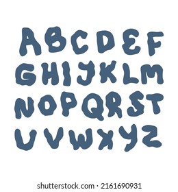 Hippie aesthetic handwritten alphabet of latin letters. Perfect for poster, party invitation and print. Groovy isolated vector illustration for decor and design.



