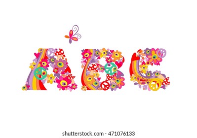 Hippie alphabet. ABC