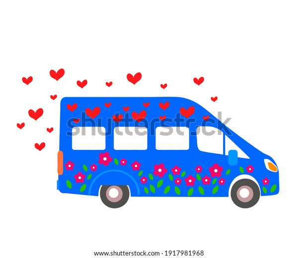 Hippie bus on a white background. Symbol.\
Vector illustration.