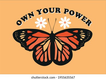 hippie butterfly  and message vector design