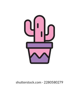 Hippie Cactus Icon Vector Illustrator