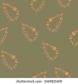hippie color and natural bracelet on a background of light brown mustard tint