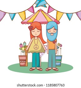 Hippie couple in love