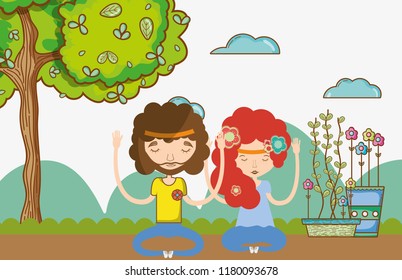 Hippie couple at nature