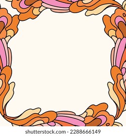 Hippie flower border and frame. Place for text for sale banner, greeting card and posters