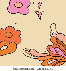Hippie flowers desing elements for banner, posters