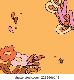 Hippie flowers desing elements for banner, posters