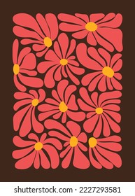 Hippie-Spaß-Hintergrund. 1960er Jahre nostalgische Groovy Vektorgrafik. Retro Blume Power Geschenkkarte Vorlage. Vintage-Blumenposter der 70er Jahre.