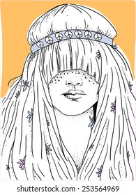Hippie girl illustration