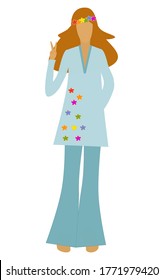 Hippie girl. Isolated vector illustration on white background