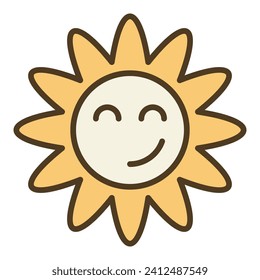 Hippie Groovy Smiling Flower vector concept colored icon or design element