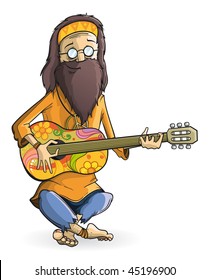 Hippie With Guitar Isolation