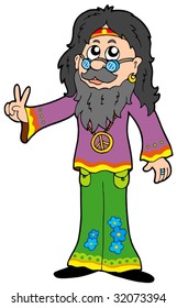 Hippie guru on white background - vector illustration.