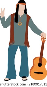 Hippie Guy With A Guitar