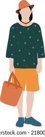 Hippie guy with a hat and a bag in his hand