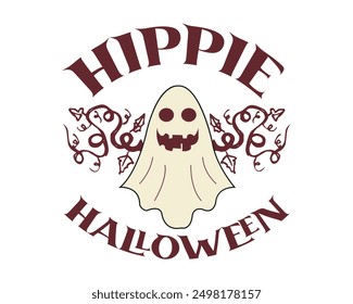 hippie halloween quote retro typography