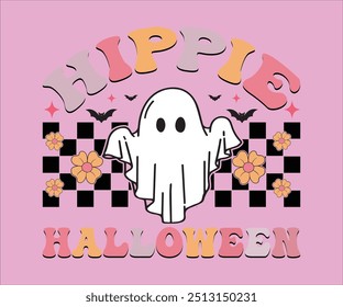 Hippie Halloween Retro T-Shirt, Halloween Retro, Spooky Season,