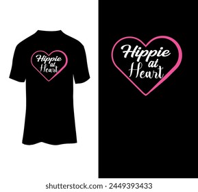 Hippie at heart typography t-shirt design for sale.