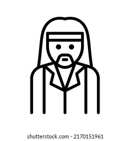 Hippie Icon. Line Art Style Design Isolated On White Background