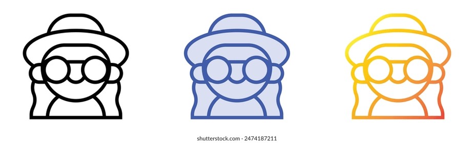 Hippie icon. Linear, Blue Fill and Gradient Style Design Isolated On White Background