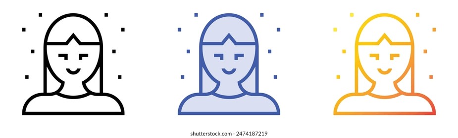 Hippie icon. Linear, Blue Fill and Gradient Style Design Isolated On White Background