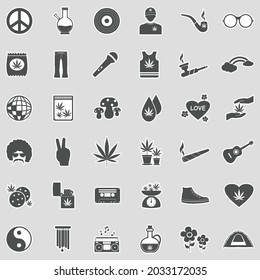 Hippie Icons. Sticker Design. Vector Illustration.