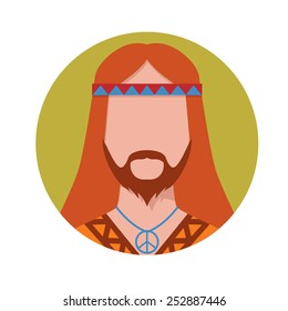 Hippie male avatar. Vector illustration.