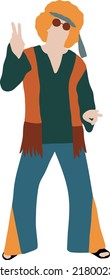 Hippie man in bright clothes with glasses