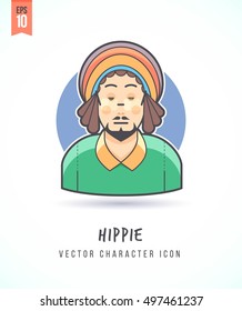 Hippie man with dreadlock hairstyle illustration People lifestyle and occupation Colorful and stylish flat vector character icon