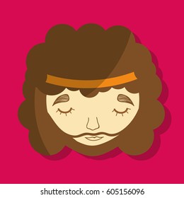 hippie man face with moustache