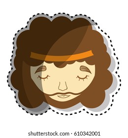 hippie man face with moustache