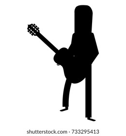 hippie man with long hair playing guitar silhouette