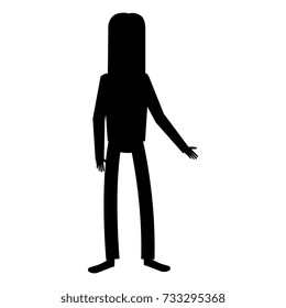 hippie man with long hair silhouette