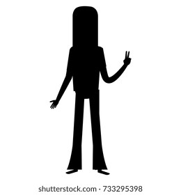 hippie man with long hair silhouette