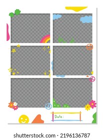 hippie minimal colorful kawaii cute automatic sticker photo booth vector frame