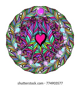 Hippie motif, psychedelic pattern. Template for your design