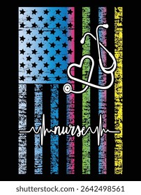 Hippie Nurse American Flag Tie Dye Nurse