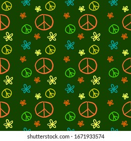 Hippie pattern, illustration, vector on white background.