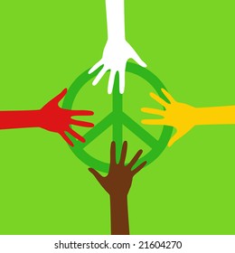 Hippie Peace Sign Different Races Stock Vector (Royalty Free) 21604270 ...